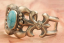 Genuine Kingman Spider Web Turquoise Sterling Silver Bracelet